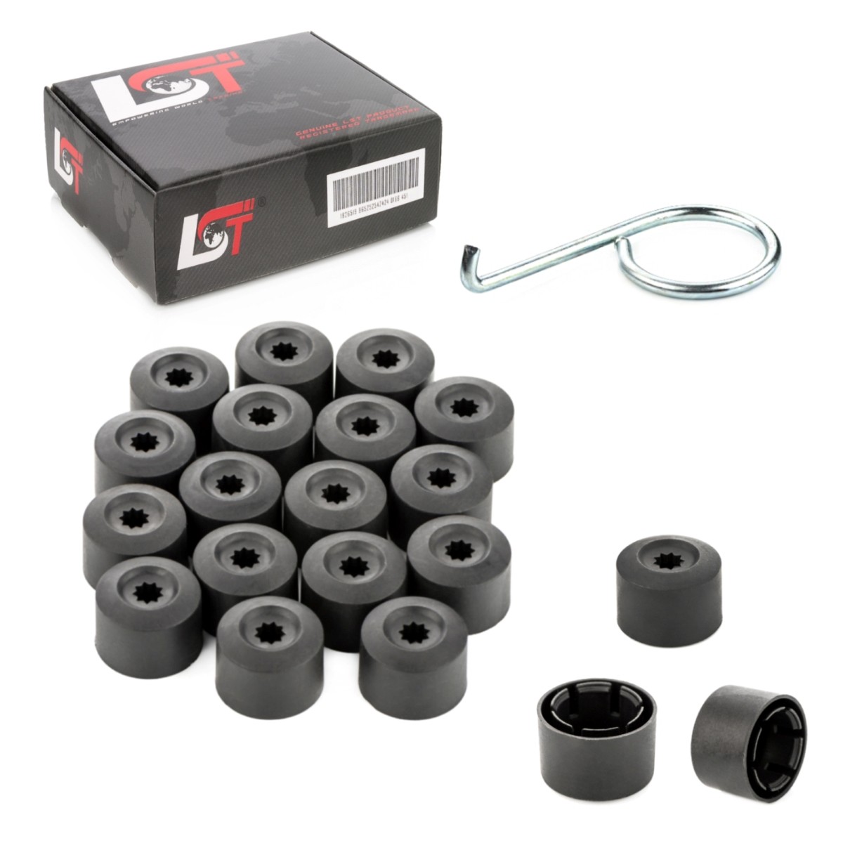 20X Wheel Nut Caps Locking Screws 17Mm Black For Audi A4 A6
