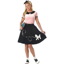Women's 50s Sock Hop Costume - Poodle Skirt Dress  Scarf Outfit