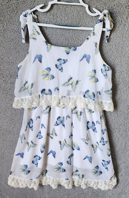 Disney Alice Through The Looking Glass Sleeveless Tiered Dress Butterflies Sz L