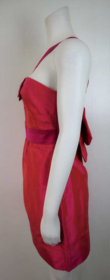 Vestido de cóctel para mujer Phoebe Couture talla 2 rosa lazo de seda sin mangas forrado graduación Foto 4 de 4