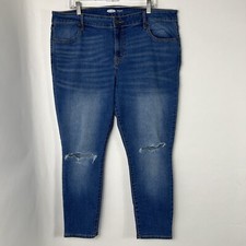 Old Navy Jeans Women's Size 18 Super Skinny Ankle Medium Wash Distressed Stretch