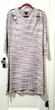 FLASH SALE!! ANA SOFT Knit Dress Large Pink Beige Purple Gray Cold Shoulder Slv