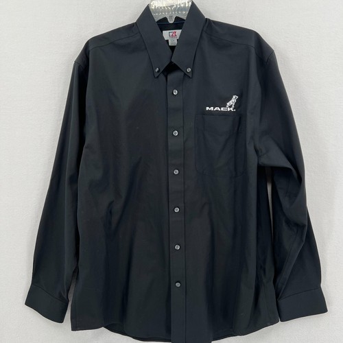 Mack Trucks Button Down Shirt Mens Size L Black White Logo Cutter Buck - Picture 8 of 10