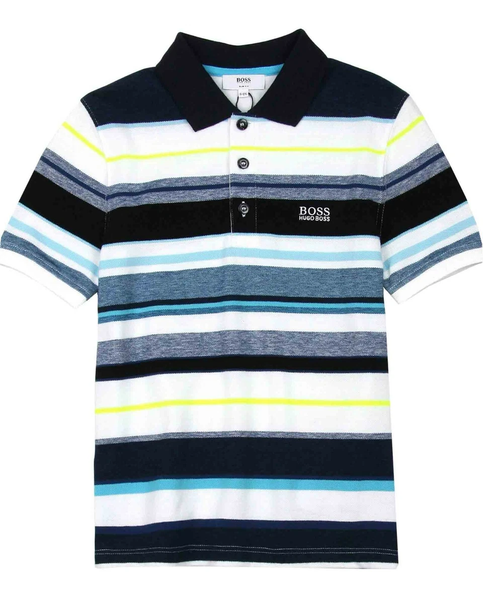 loseta fusible Críticamente HUGO BOSS Boys Polo Shirt in Multi-colour Stripes, Sizes 6-16 | eBay