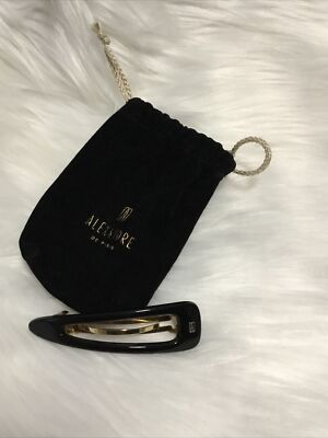 Alexandre de Paris Handmade In Paris Black Hair Barrette Accessory In Pouch NEW