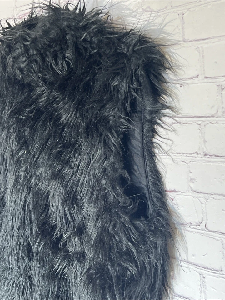 Michael Michael Kors Vest Womens Black Faux Fox Fur Medium Hook N Loop Vest - Image 2 of 4