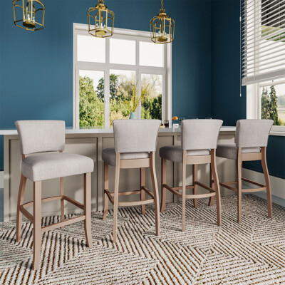 2X Bar Counter Stools With Back Home Pub Kitchen Dining Breakfast Padded  Chair UK