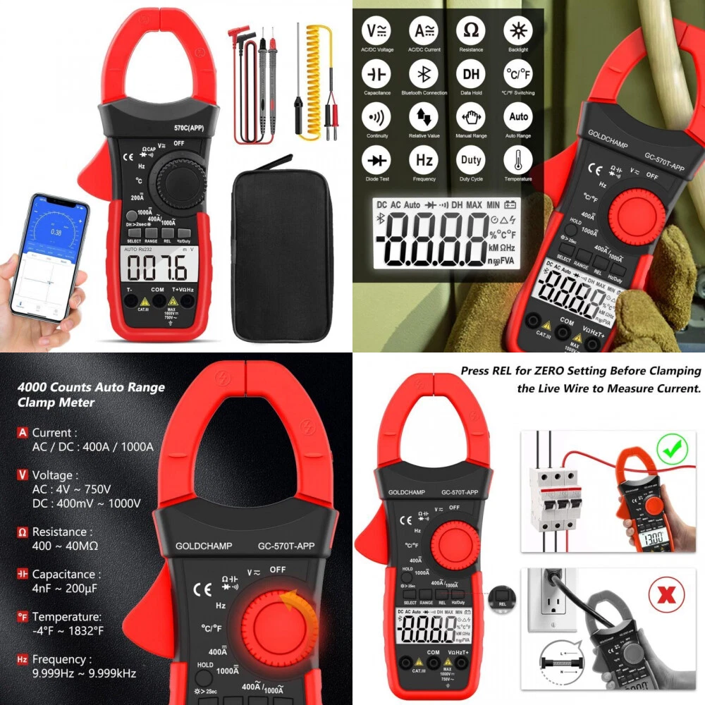 Digital Clamp Meter Multimeter 4000 Counts Amp Voltage Tester GC-570T-APP - Picture 1 of 8