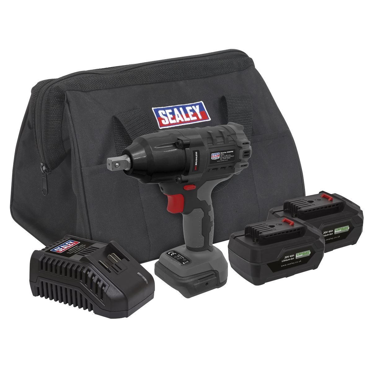 Sealey senza Spazzola Avvitatore Kit 1.3cmSq Drive 20V SV20 Serie - 2 Batterie