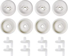 (8 Pack) Exact Replacement Dishwasher Dishrack Rollers and Studs - Lower Rack Wh