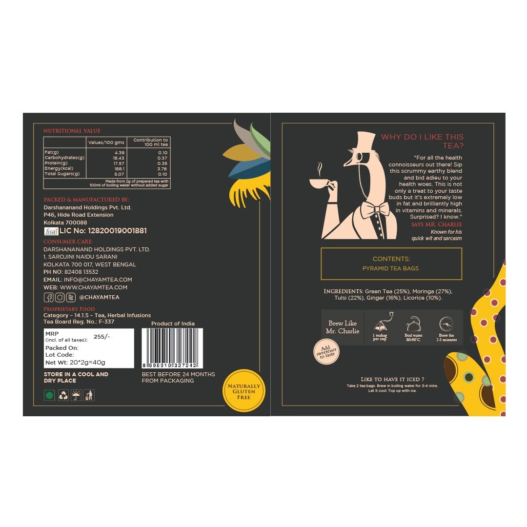 Moringa Tea Moringa tea with Tulsi, Ginger, Licorice and Green Tea | 20 Tea B...