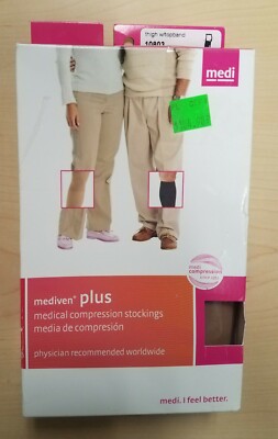 Medi Plus 20-30 Open Toe Thigh Compression Stockings Silicone Border 10803 Beige