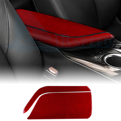 For Toyota Camry 2018-2024 Red Carbon Fiber Center Console Armrest Box Cover