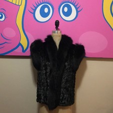 Saga Black Mink Vest Fox Trim