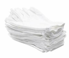 Large White Cotton Gloves - Pack of 12 Protective Jewelry Handling Glove Set