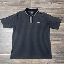 Vintage LA Gate Front Zippered Polo Short Sleeve Shirt Black Made In USA EUC