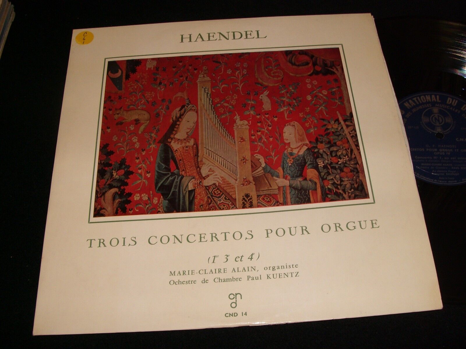 HANDEL°3 ORGAN CONCERTOS<>MARIE-CLAIRE ALAIN<>12" LP Vinyl~France Pressing°CND14