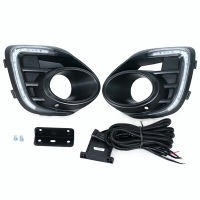 Pair LED Daytime Running Light Fog Lights For Mitsubishi Lancer 2016-2018