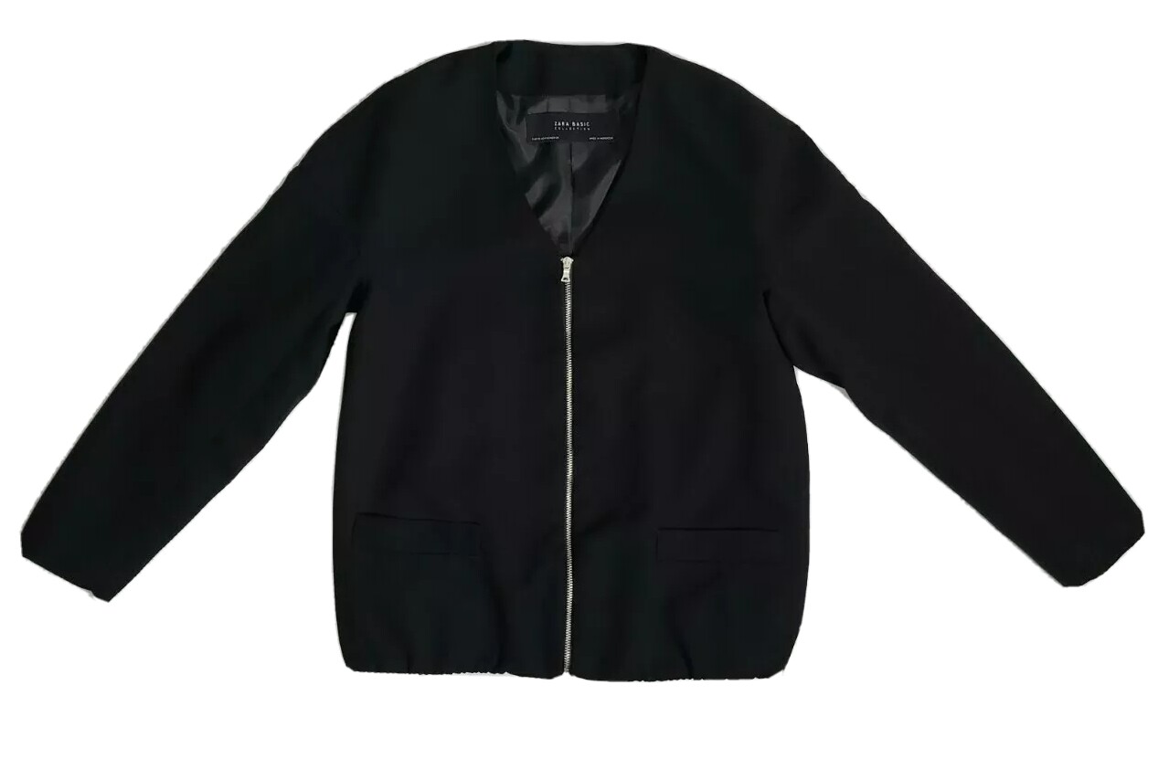 ZARA COLLECTION Black Full Zip Blazer Jacket Sz XS