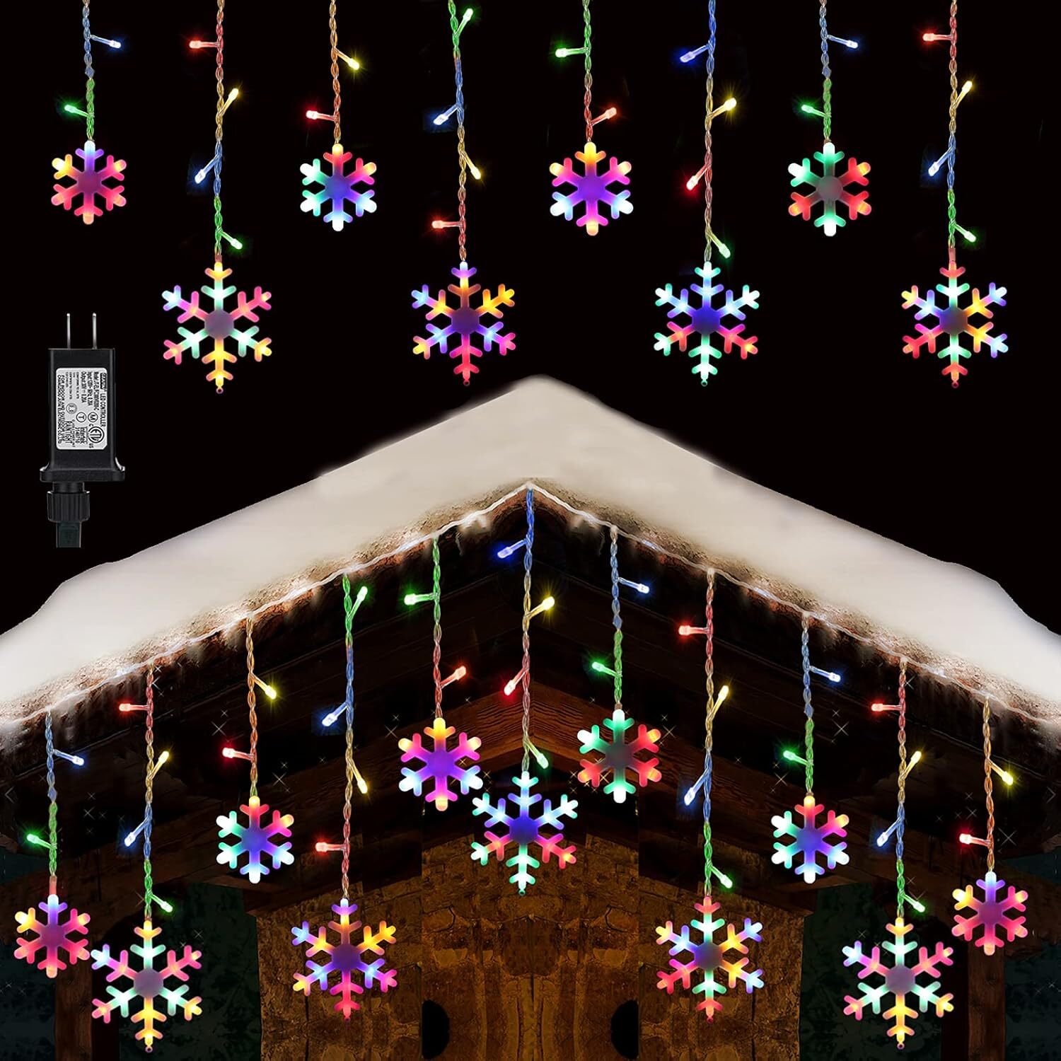 Toodour Christmas Snowflake Lights Outdoor, 17.22ft 264 17.22ft, Multicolor