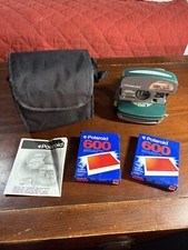 Green Polaroid One Step Express 600 Camera, Missing Handle Strap,  Expired Film