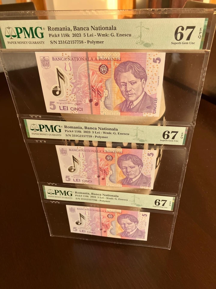 Misalignment Error 2023, Romania,  5 Lei 2023 !!, Superb Gem UNC !! Consecutive - Image 3 of 4