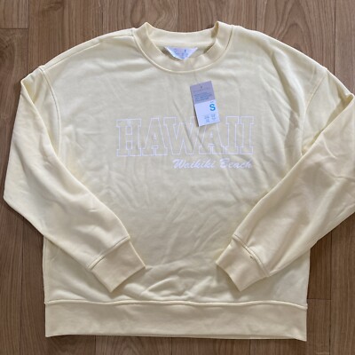 Primark Pale Yellow Hawaii Print Sweatshirt New Size S UK