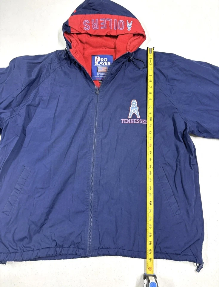 Vtg NFL Tennessee Oilers Logo 7 Large Pro Player Hood Jacket Houston RARE XXL - Image 4 of 4
