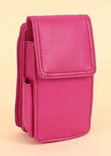 Pink Leather Cigarette Case Flip Top Lighter Smoke Holder Men Women with Wallet