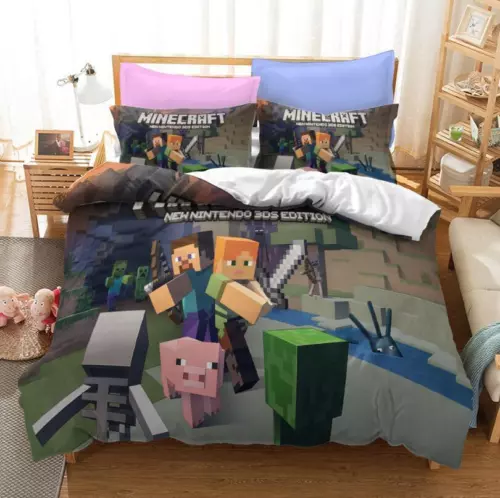 Minecraft Bettbezug Cartoons Bettwäsche Set Kissenbezug 135x200|200x200 Kinder - Bild 16 von 27