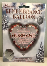 Christmas Remembrance  18" Heart Foil Helium Balloon In Loving Memory ~ Husband