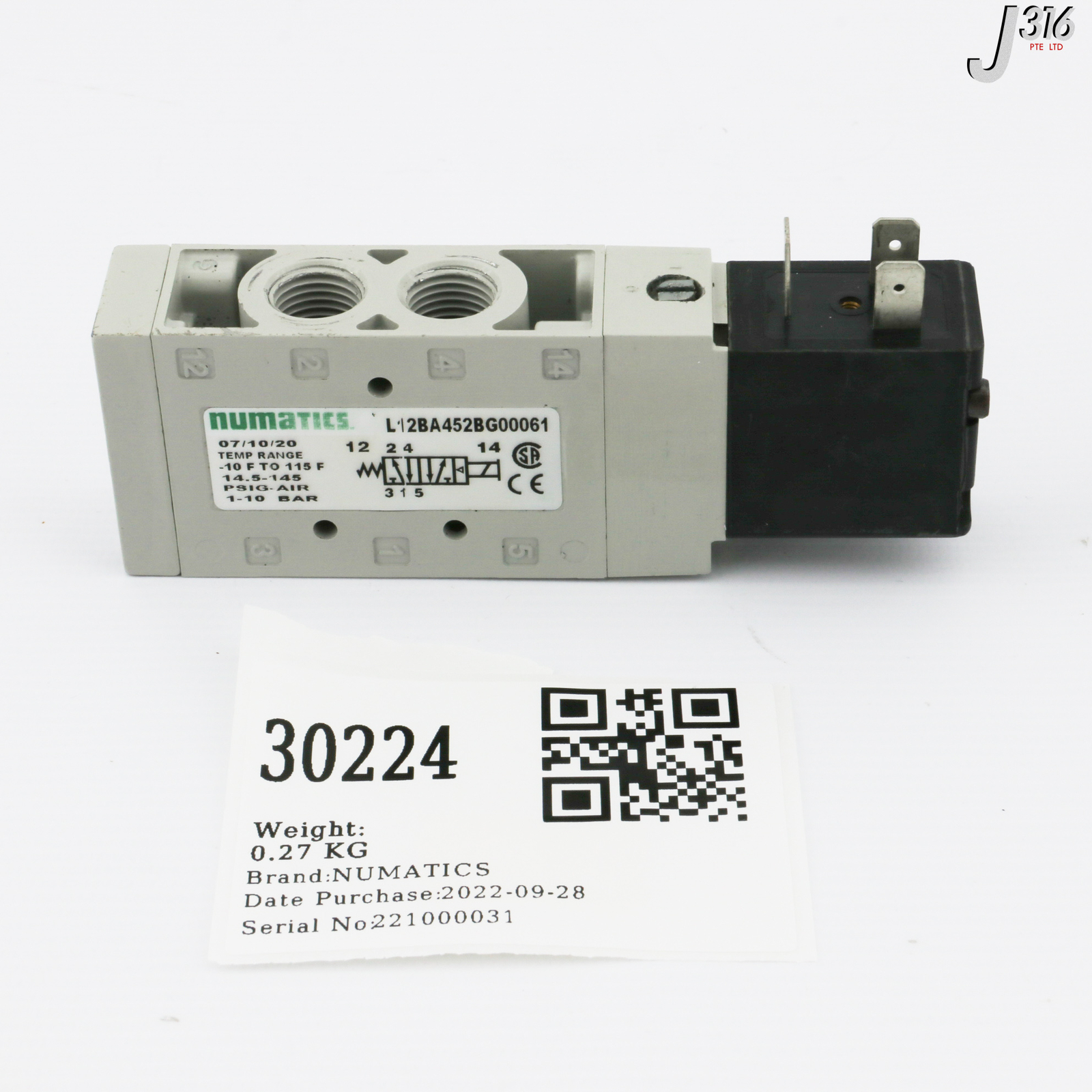 30224 NUMATICS SOLENOID VALVE, 226-749B L12BA452BG00061