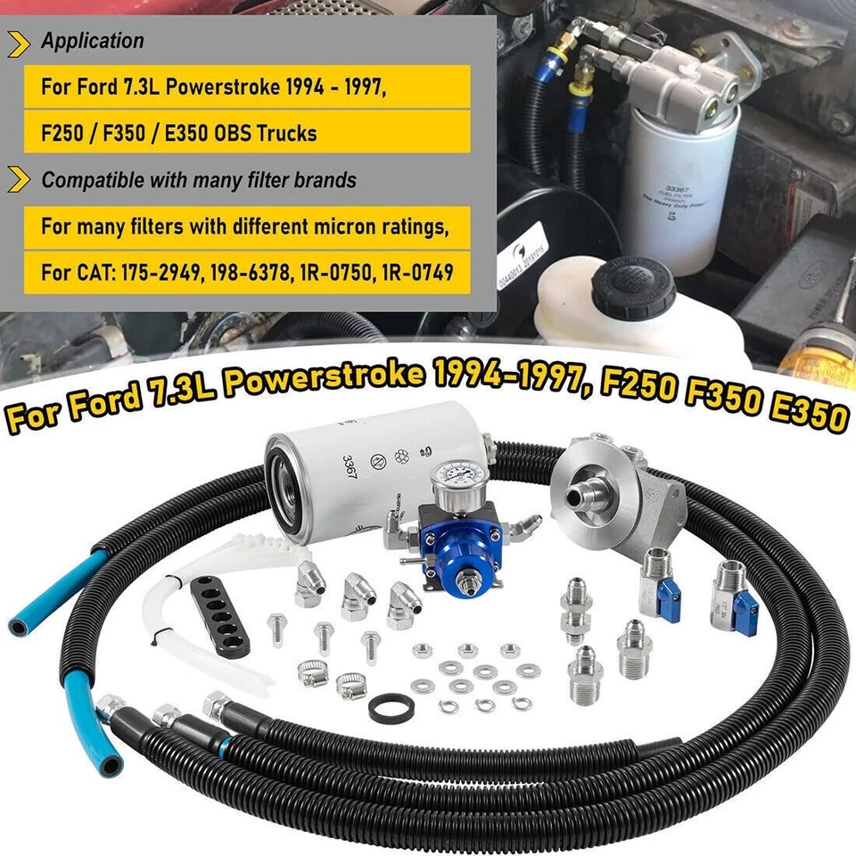 3405 Fuel Filter Bowl Regulated Return Kit OBS Fit 1994-1997 Ford 7.3L F250 F350 - Image 2 of 4