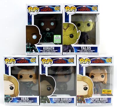 Funko Pops Captain Marvel Verse CPT Marvel Korath Talos Maria