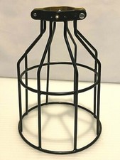 Jaula de alambre de acero negro pantalla industrial estilo vintage abrazadera de bombilla en pantalla protectora