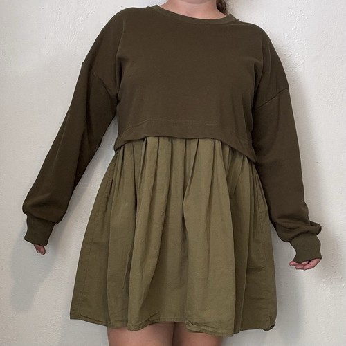 Womens S Oversized Sweatshirt Dress Long Sleeve Crewneck Pullover Heart Green
