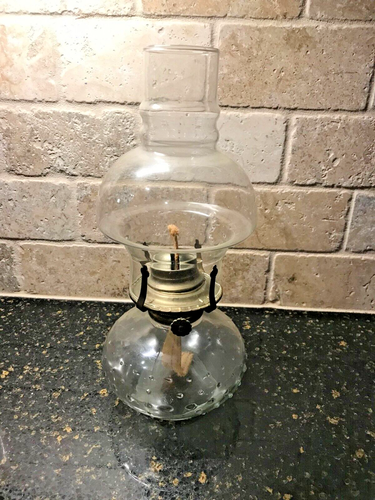 Lamplighter Farms Hobnail Clear Glass Oil Lamp, Lantern with Shade, Emergencies