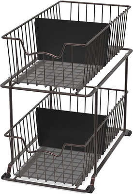 Simplehouseware 2 Tier Cabinet Wire Basket Drawer Organizer, Brown
