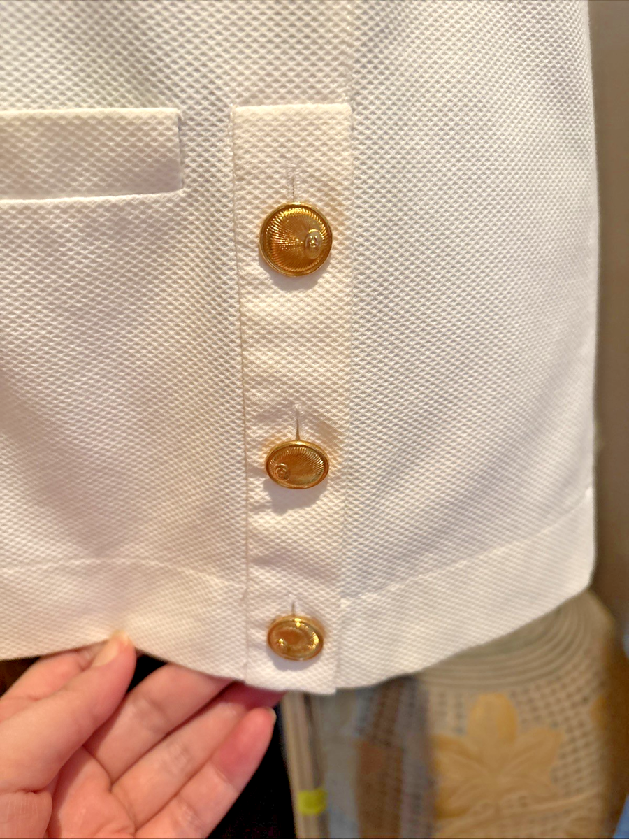 Vintage Chanel sleeveless Top w/rear Sailor collar Cream *SZ S* 8