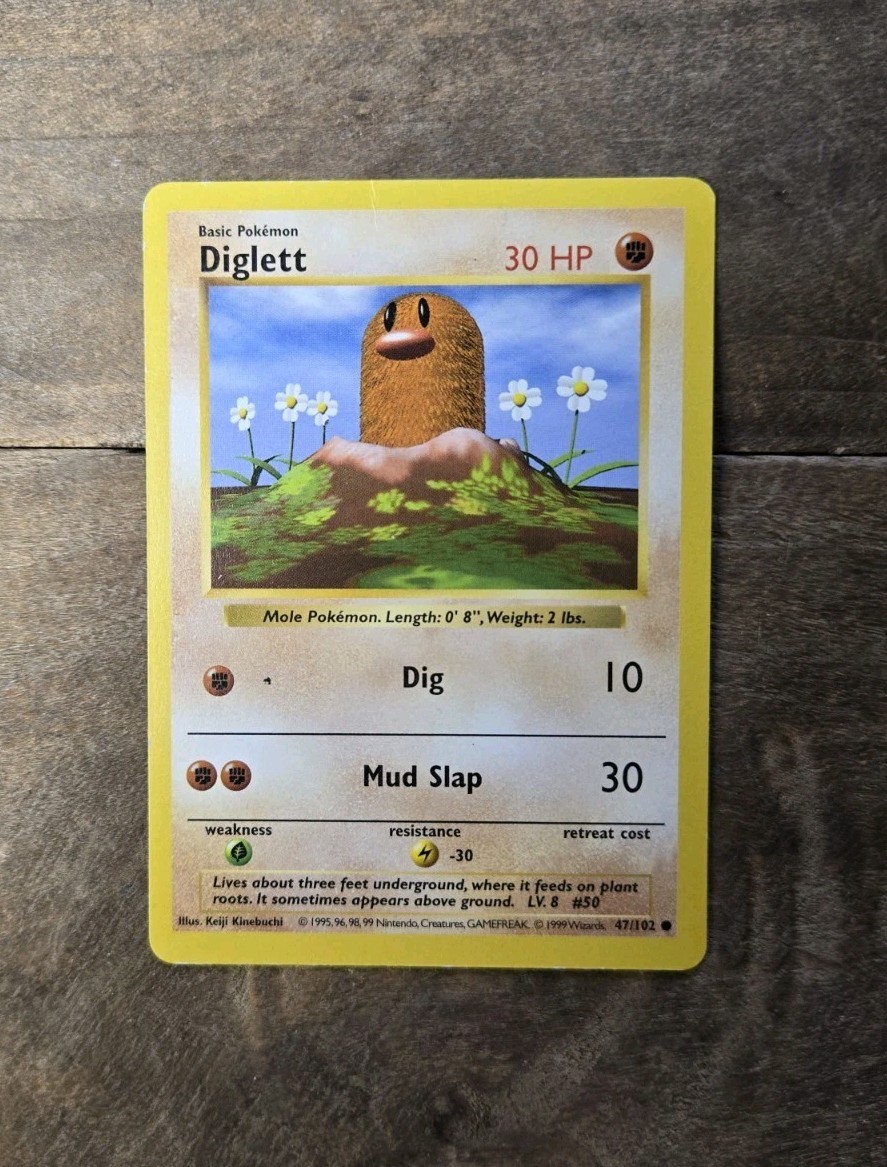 1999 Pokémon TCG - Diglett - Base Set - Shadowless - MP - 47/102