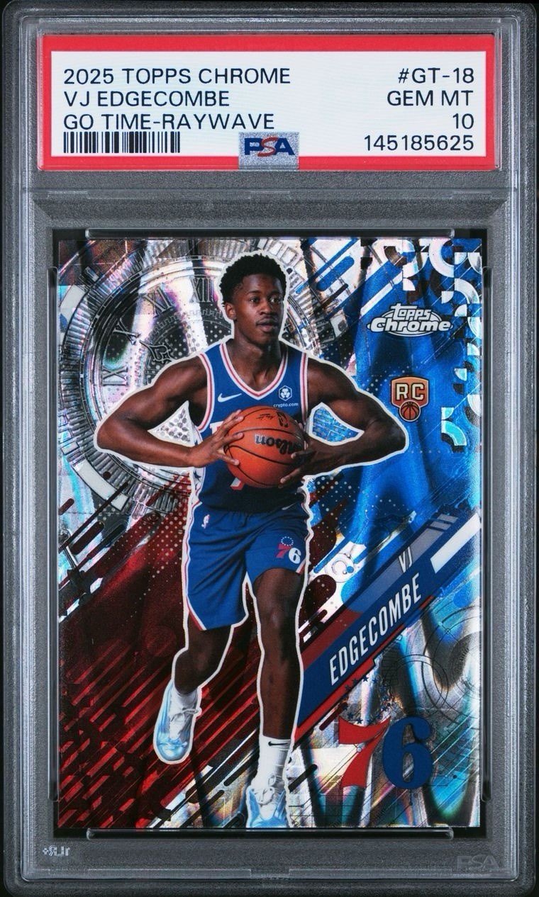 2025 Topps Chrome Basketball #GT-18 VJ Edgecombe Go Time Raywave PSA 10 GEM MINT