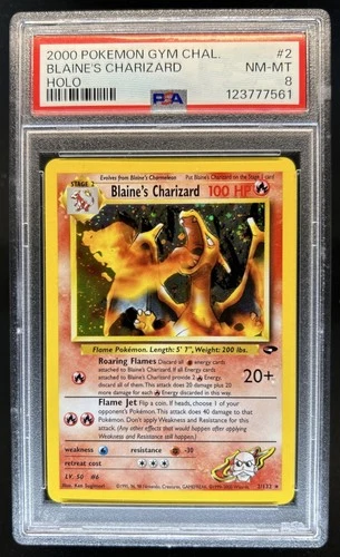 2000 Pokemon Gym Challenge Blaine's Charizard Holo #2/132 PSA 8