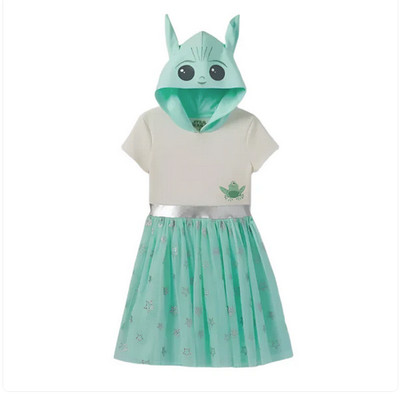Sz Small (6) Girls Star Wars Grogu The Child Baby Yoda Hooded Cosplay Tutu Dress