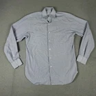 Ermenegildo Zegna Shirt Mens 15.5 39 Blue Striped Dress Button Up Long Sleeve *