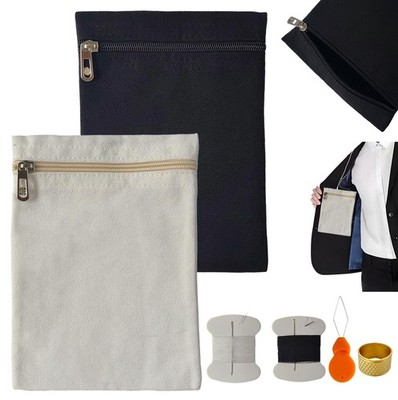 Sew-in Side Pocket with Zipper, Coat Inside Pocket Sewing, Hidden Pockets for...