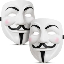 2x Vendetta Mask Guy Fawkes Face Mask Anonymous Hacker Cosplay Costume Accessory