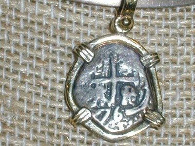 ATOCHA 14K VERGOLDET STERLINGSILBER VERSUNKENER SCHATZ MÜNZE ANHÄNGER!