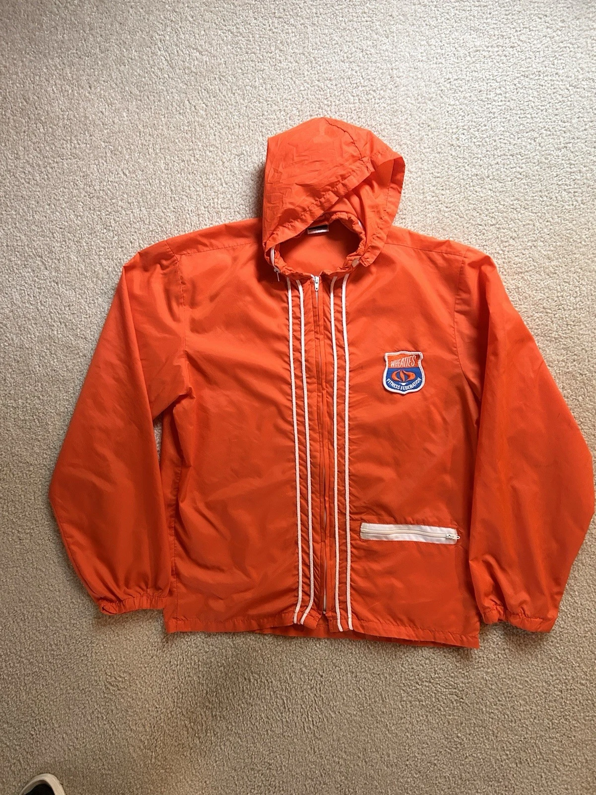 Vintage 70s 80s Wheaties Windbreaker Jacket Orange Small Retro Athletic Sports