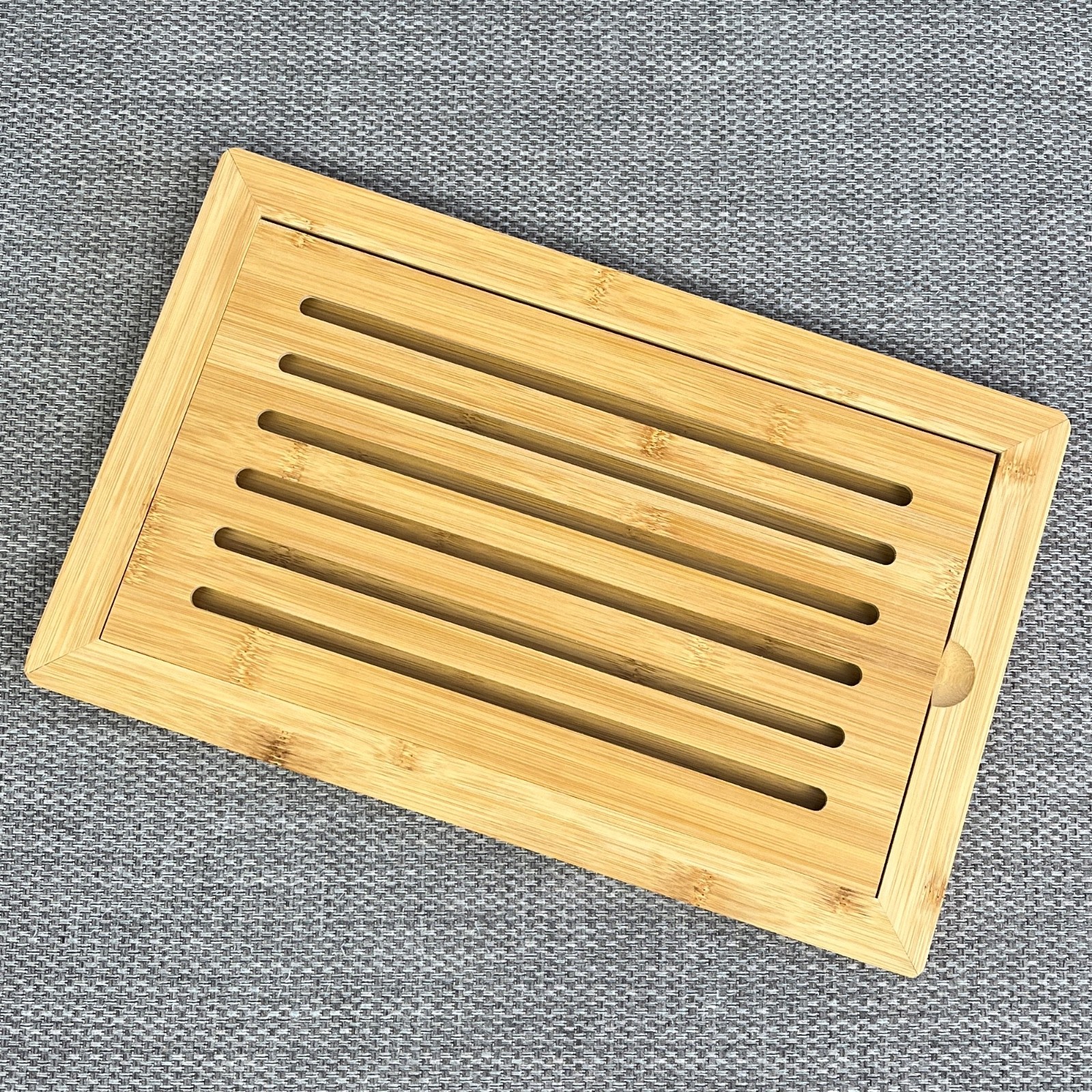 Wooden Food Chopping Board Bamboo Bread Cutting Crumb Catcher Tray Base Slicer