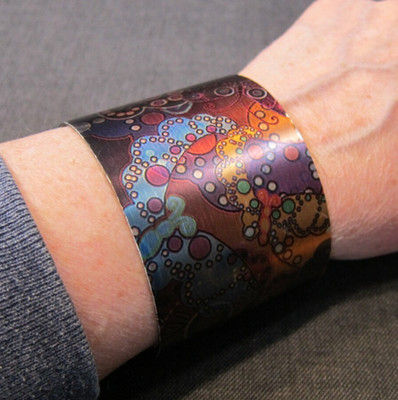 777 Tattooed Steel 38/200 limited edition wide cuff bracelet 'Butterflies'